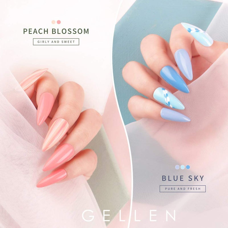 GELLEN Gel Nail Polish Set - 6PCS Blue U V Gel Polish Set, White Nail Gel Soak Off Nail Polish Kit DIY Manicure Christmas Gel Nail Art at Home - Image 2